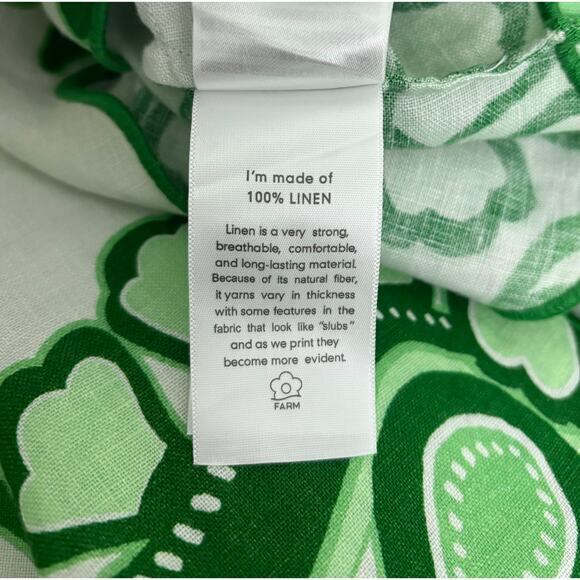 Farm Rio Green Color Festival Euroflax Linen Blouse Crop Top Size S - Picture 12 of 13